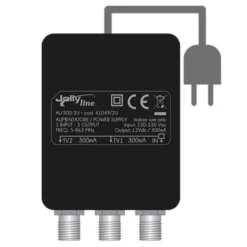 Alimentatore tv switching da interno 12V 300mA 2 uscite con filtro 5G JOLLY LINE 41049/2U