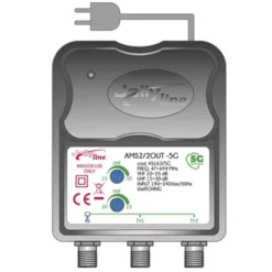Amplificatore tv da interno 2 uscite regolabili UHF+VHF max 30 dB filtro 5G JOLLY LINE 45163 AMS2/RF