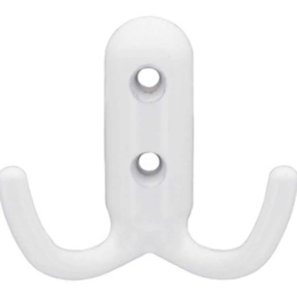 Appendiabiti in metallo a 2 ganci mm.45 x 45 bianco lucido