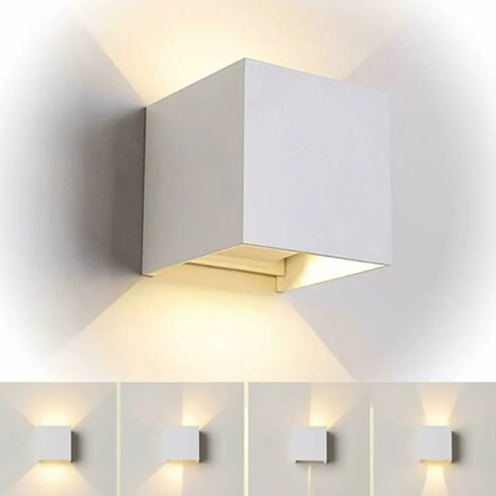 Applique LED cubo da esterno LISBONA 10W IP65 angolo di luce regolabile 2CCT 3000/4000k bianco/antracite