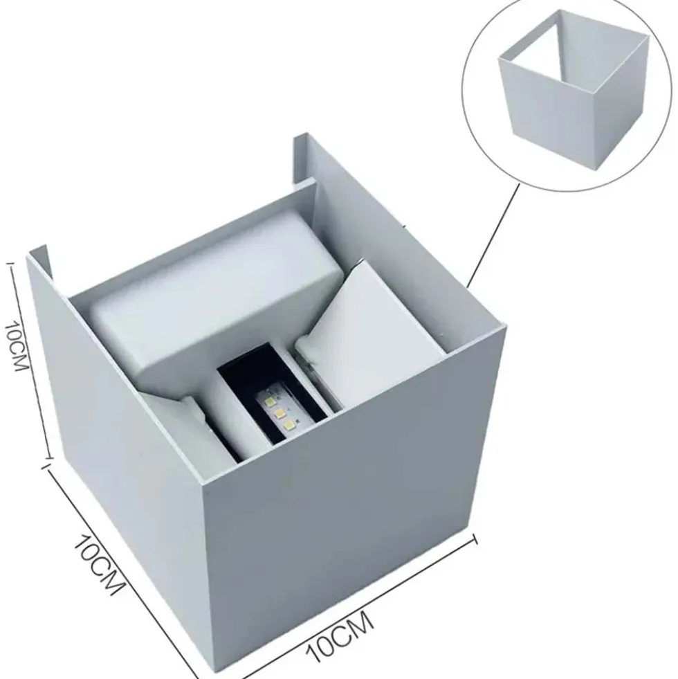Applique LED cubo da esterno LISBONA 10W IP65 angolo di luce regolabile 2CCT 3000/4000k bianco/antracite