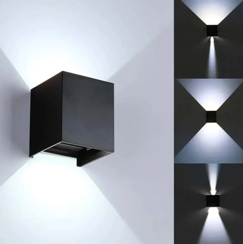 Applique LED cubo da esterno LISBONA 10W IP65 angolo di luce regolabile 2CCT 3000/4000k bianco/antracite