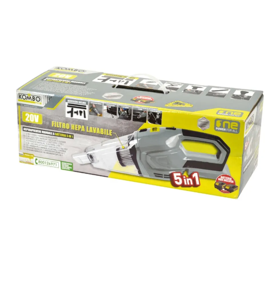 Aspiratore portatile a batteria KOMBO PRO 20V con accessori senza batteria