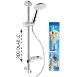 Asta saliscendi cromato regolabile METAFORM mod. PALINURO con doccetta 5 getti idromassaggio