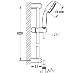 Asta saliscendi per doccia GROHE NEW TEMPESTA 100 con doccetta anticalcare a 3 getti GROHE 27598001