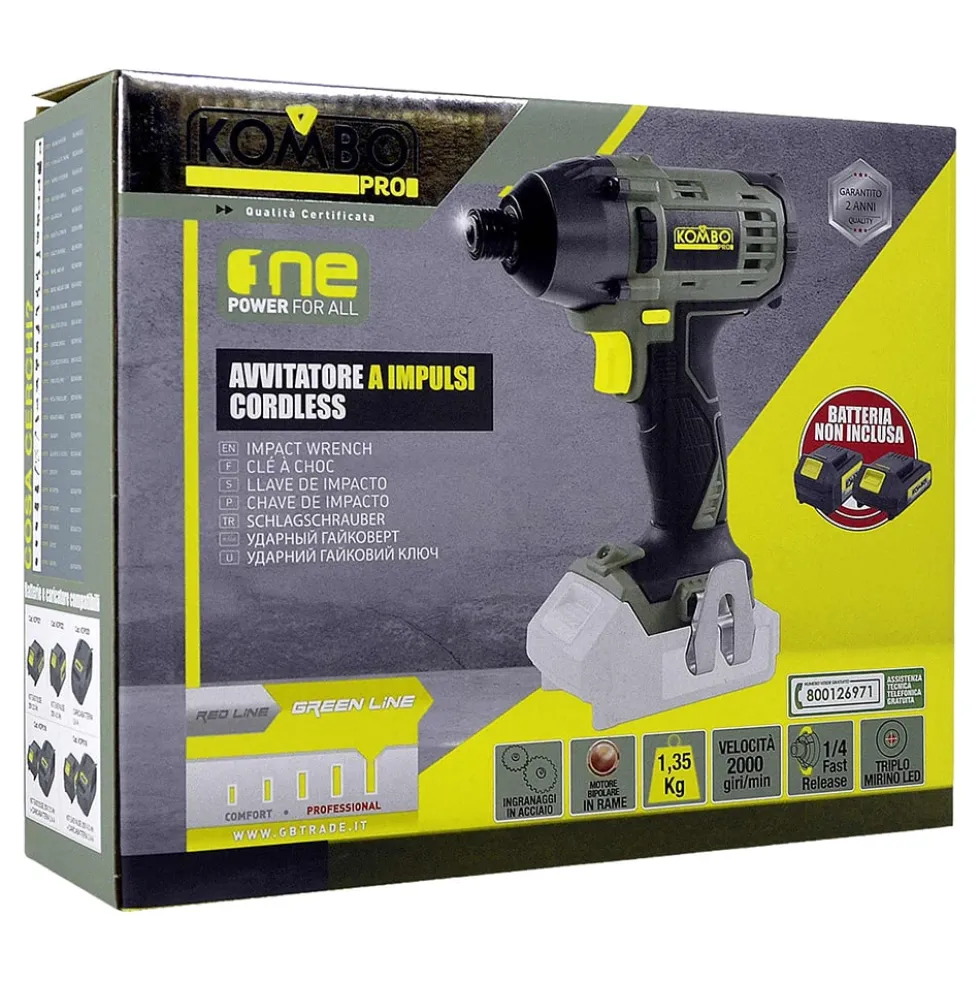 Avvitatore a impulsi 1/4" a batteria KOMBO PRO 20V solo corpo macchina