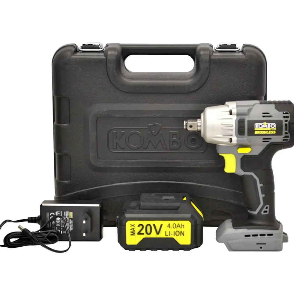 Avvitatore a impulsi brushless 1/2" svitabulloni KOMBO PRO con batteria 20V 4Ah e kit accessori