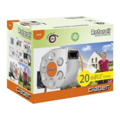 Avvolgitubo automatico da parete CLABER 8696 ROTOROLL EVOLUTION mt.20 x 1/2" con raccordi