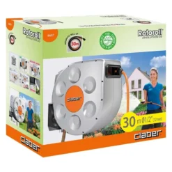 Avvolgitubo automatico da parete CLABER 8697 ROTOROLL EVOLUTION mt.30 x 1/2" con raccordi
