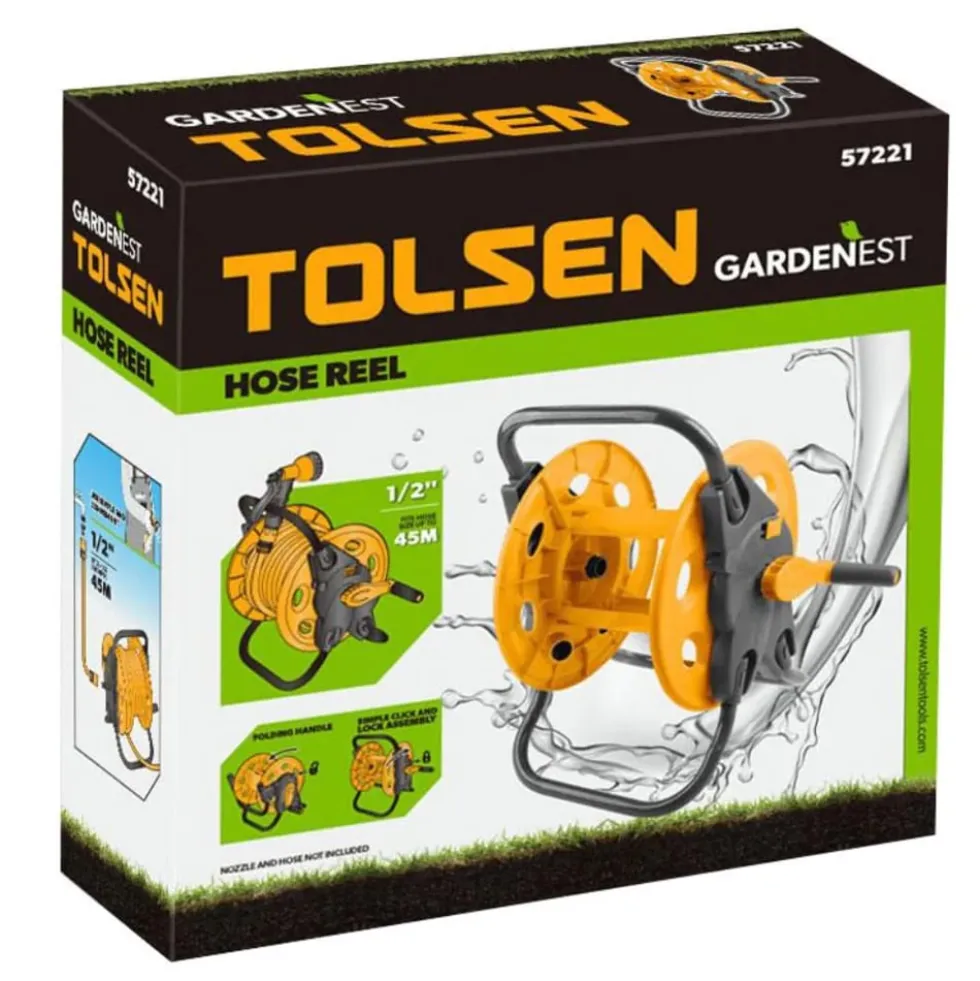 Avvolgitubo portatile COMPACT per tubo da giardino portata 45 metri TOLSEN 57221