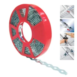 Bandella forata in acciaio zincato mm.12 x 0,8 x 10 mt. NOBEX NB13697 per chiodi a percussione