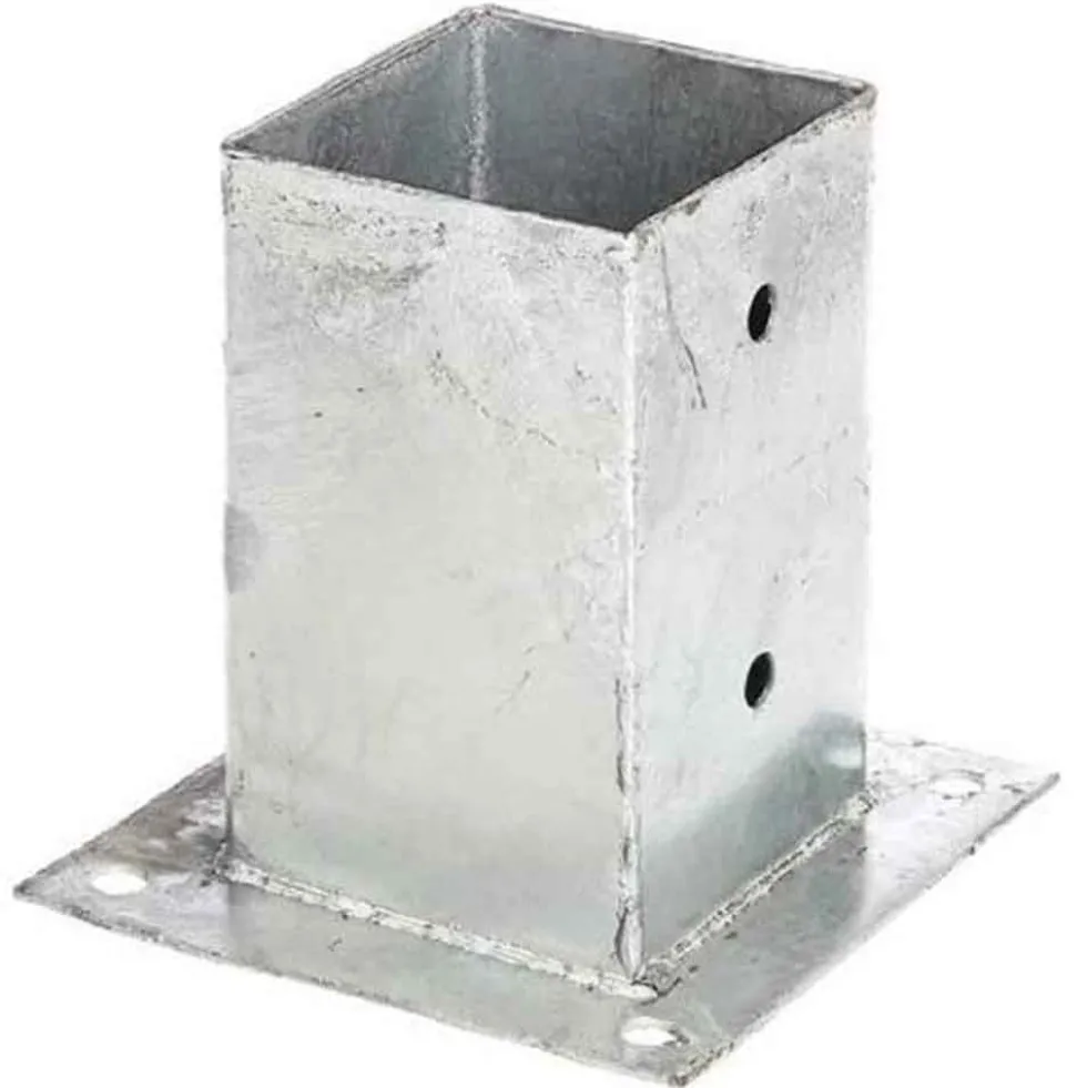 Base di ancoraggio a bicchiere cm.10 x 10 con fori per pali e murali in legno