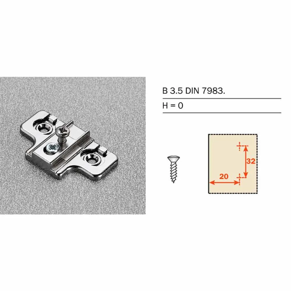 Basetta Salice B383E09 asimmetrica regolabile alt.0 per cerniere