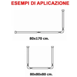 Bastone telaio per vasca da bagno e doccia 2 lati cm.80 x 170 bianco