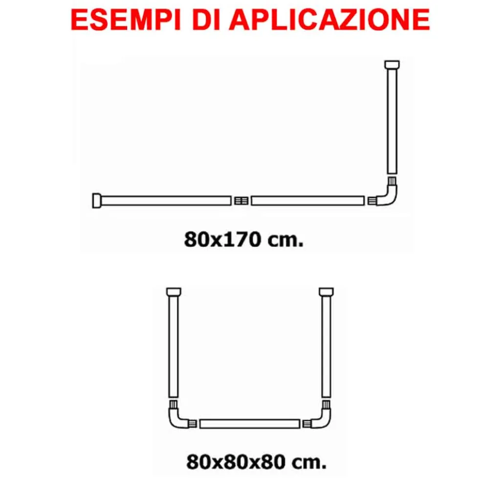 Bastone telaio per vasca da bagno e doccia 2 lati cm.80 x 170 bianco