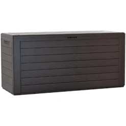 Baule multiuso in resina da esterno 280 lt. cm.116 x 44 x 55h marrone effetto legno