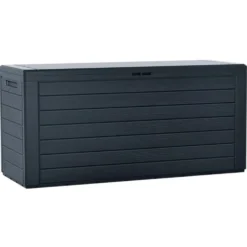 Baule multiuso in resina da esterno 280 lt. cm.116 x 44 x 55h antracite effetto legno