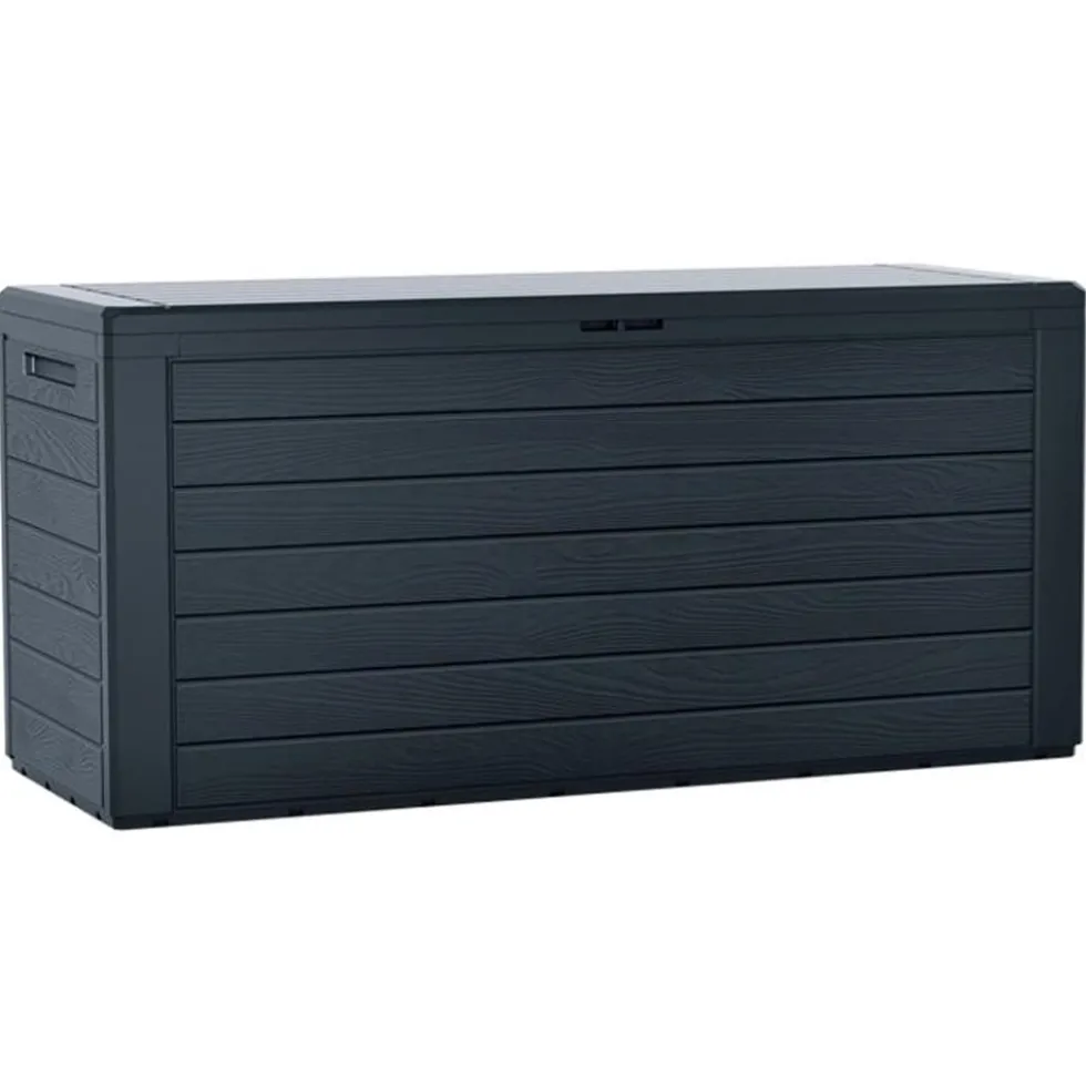 Baule multiuso in resina da esterno 280 lt. cm.116 x 44 x 55h antracite effetto legno