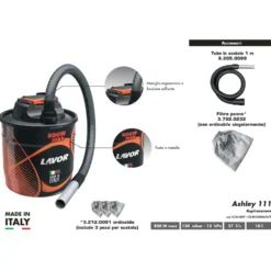 Bidone aspiracenere 800W lt.18 LAVOR ASHLEY 111 con accessori