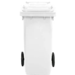 Bidone carrellato lt.120 bianco con ruote pattumiera da esterno per raccolta differenziata