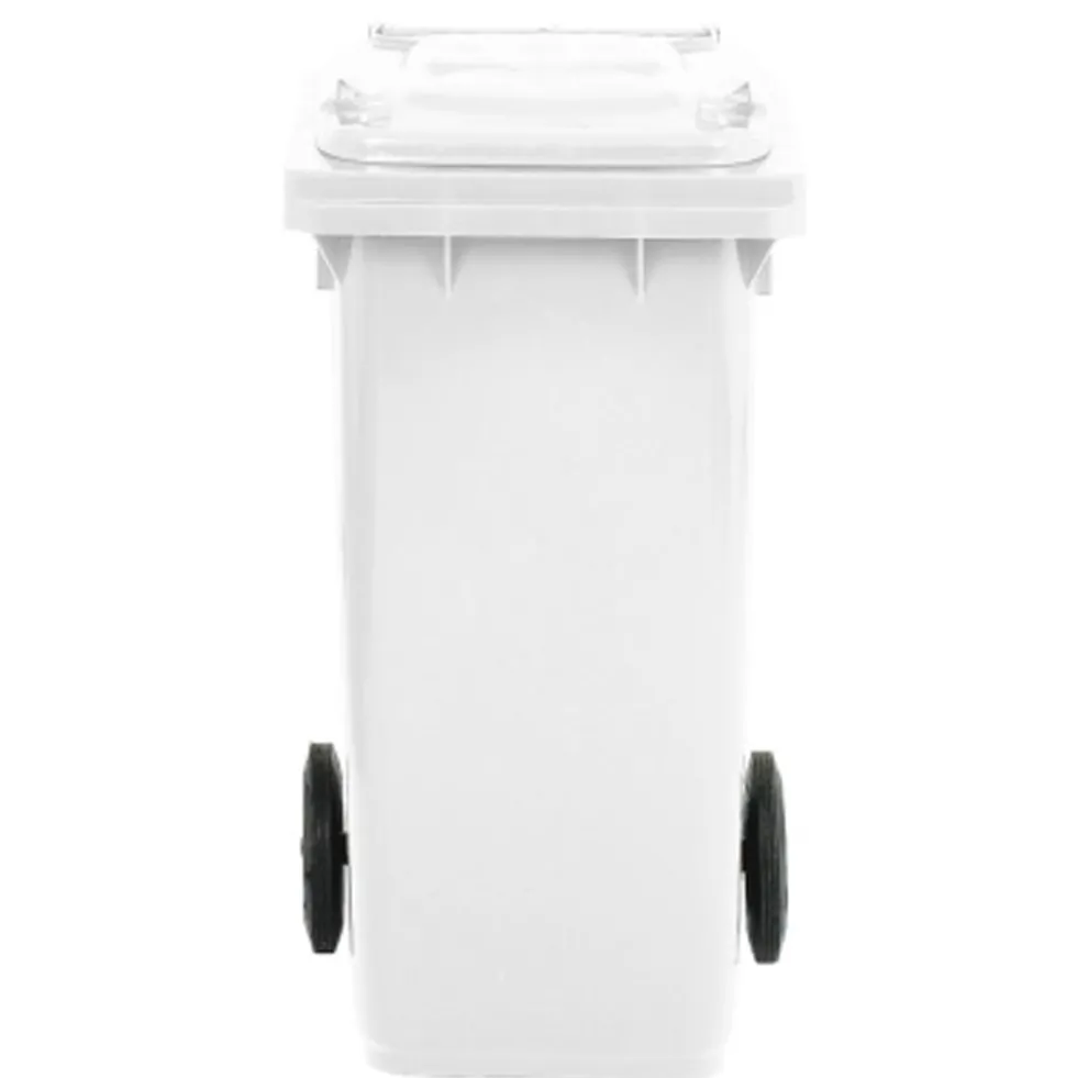 Bidone carrellato lt.120 bianco con ruote pattumiera da esterno per raccolta differenziata