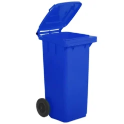 Bidone carrellato lt.120 blu con ruote pattumiera da esterno per raccolta differenziata