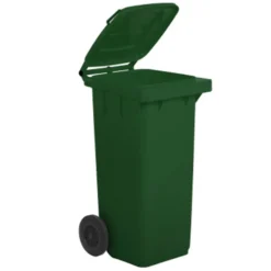 Bidone carrellato lt.120 verde con ruote pattumiera da esterno per raccolta differenziata