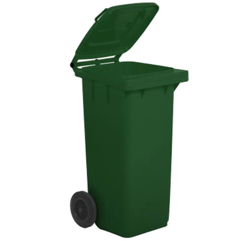 Bidone carrellato lt.120 verde con ruote pattumiera da esterno per raccolta differenziata
