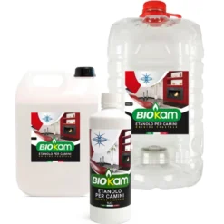 Bioetanolo combustibile liquido inodore ecologico etanolo BIOKAM lt.1-5 per stufe e camini