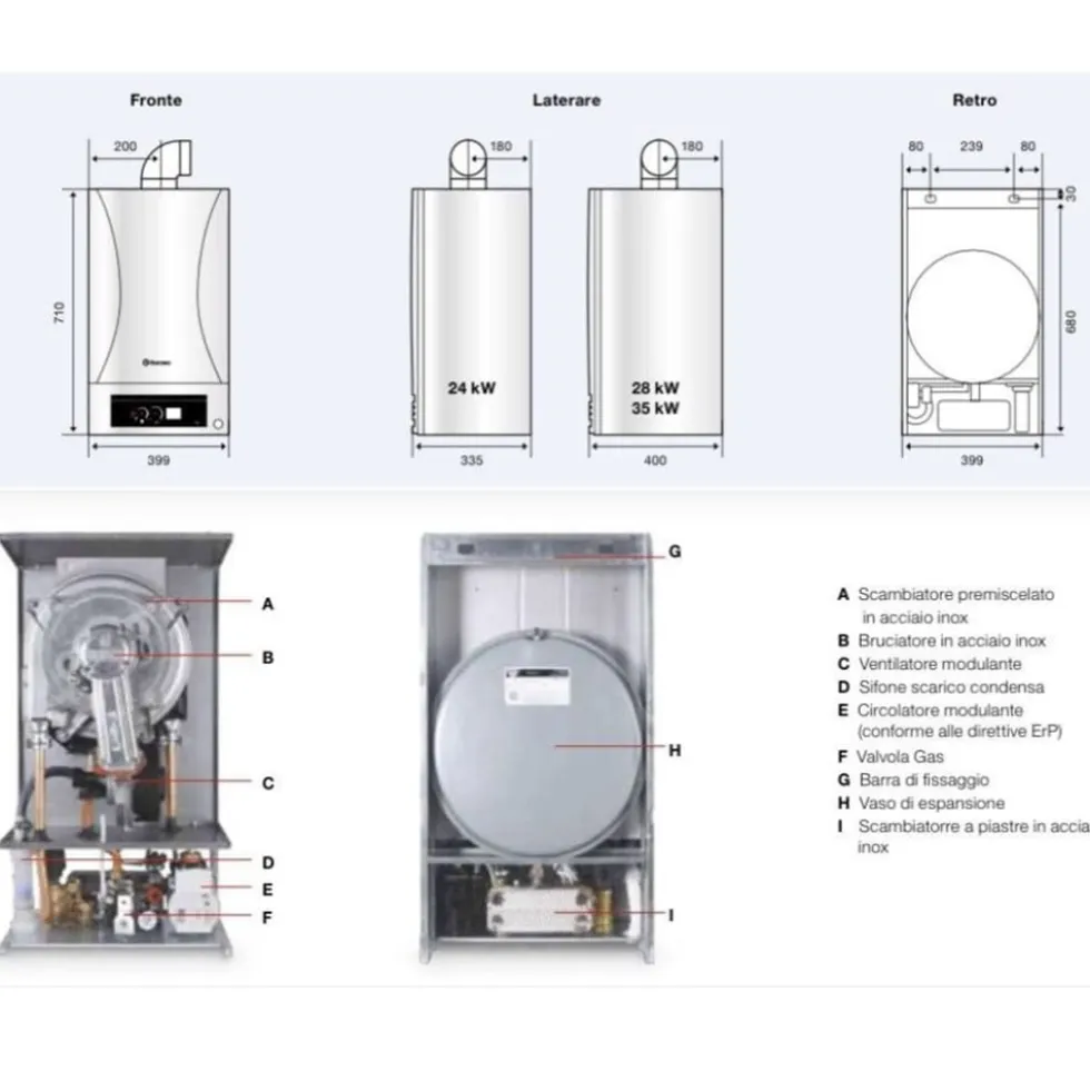 Caldaia a condensazione THERMEX RIGEL ERP PM 24kw a camera stagna