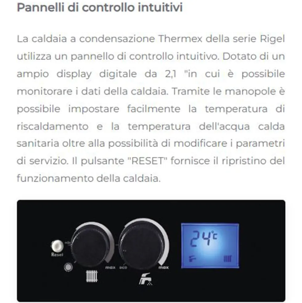 Caldaia a condensazione THERMEX RIGEL ERP PM 24kw a camera stagna