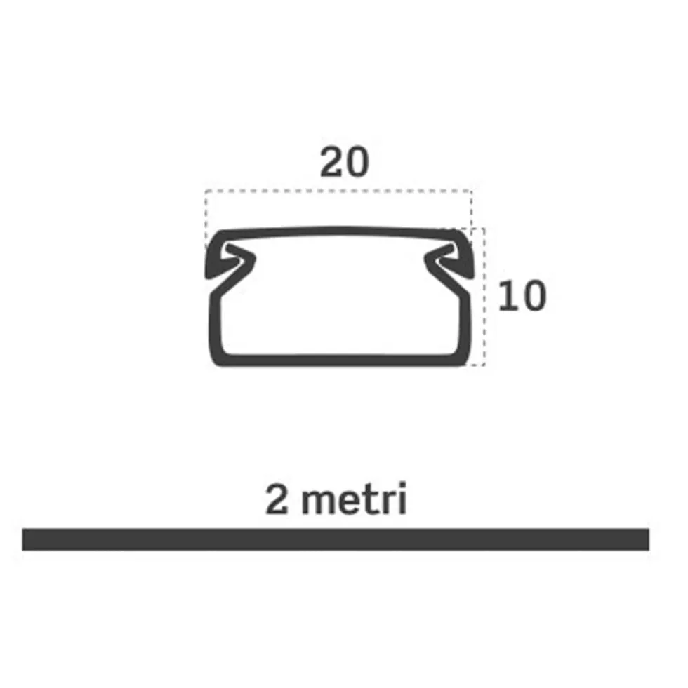 Canalina elettrica coprifili bianca mm.20 x 10 barra mt.2