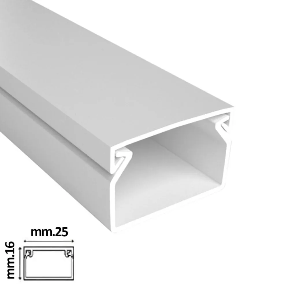 Canalina elettrica coprifili bianca mm.25 x 16 barra mt.2