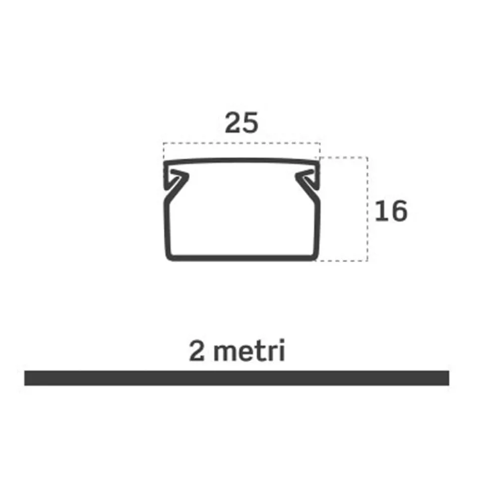 Canalina elettrica coprifili bianca mm.25 x 16 barra mt.2