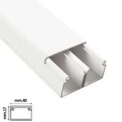 Canalina elettrica coprifili bianca mm.40 x 17 con 2 scomparti barra mt.2