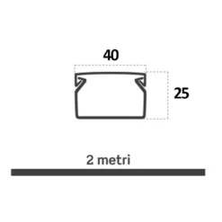 Canalina elettrica coprifili bianca mm.40 x 25 barra mt.2