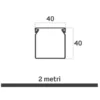 Canalina elettrica coprifili bianca mm.40 x 40 barra mt.2