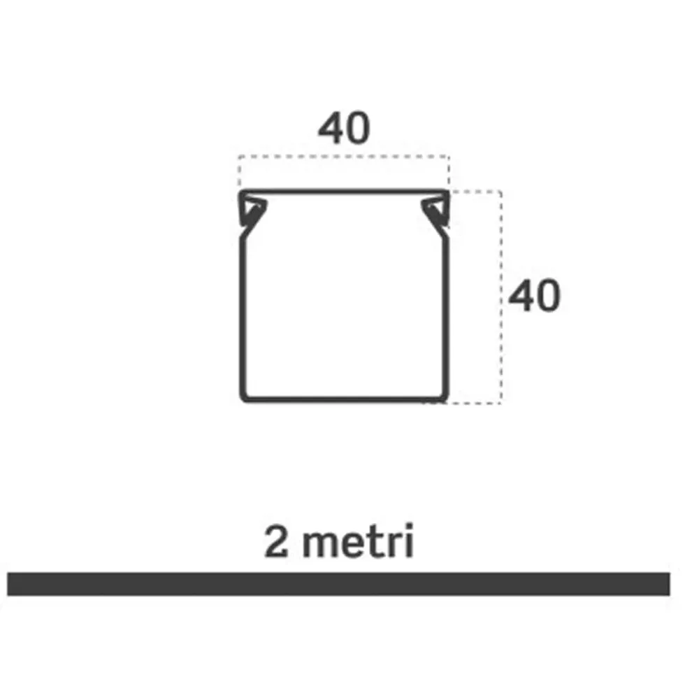 Canalina elettrica coprifili bianca mm.40 x 40 barra mt.2