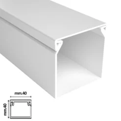 Canalina elettrica coprifili bianca mm.40 x 40 barra mt.2