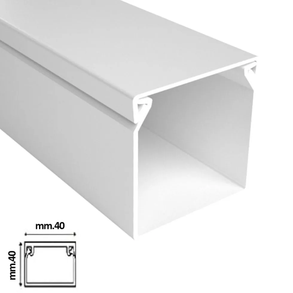 Canalina elettrica coprifili bianca mm.40 x 40 barra mt.2