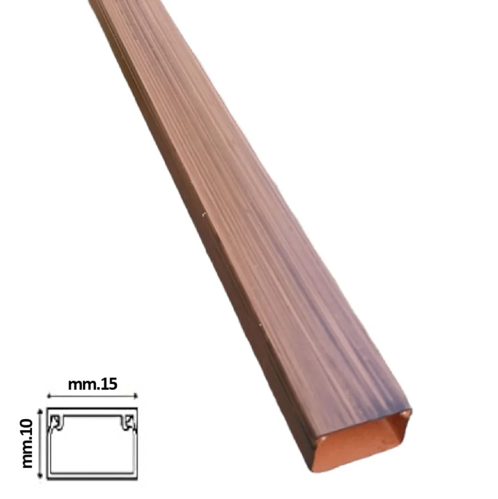 Canalina elettrica coprifili colorata noce scuro effetto legno mm.15 x 10 cf.20 mt.
