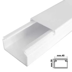 Canalina elettrica coprifili mm.40 x 30 barra mt.2