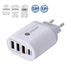 Caricatore alimentatore USB 4 ingressi 3 USB-A e 1 USB-C CFG ES133