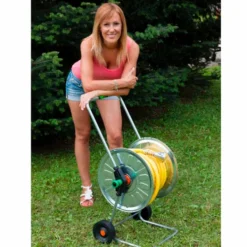Carrello avvolgitubo da giardino AGRATI 310 in acciaio zincato avvolge fino a 80 metri di tubo da 1/2
