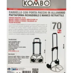 Carrello portapacchi multiuso pieghevole richiudibile KOMBO max 70 kg.