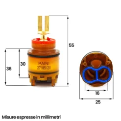 Cartuccia di ricambio per miscelatore monocomando PAINI mm.25 alta