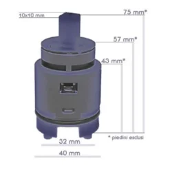 Cartuccia EURORAMA R1953 mm.40 alta per rubinetti miscelatore EURORAMA