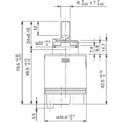Cartuccia HYDROPLAST BX35 mm.35 con distributore per rubinetto miscelatore monocomando