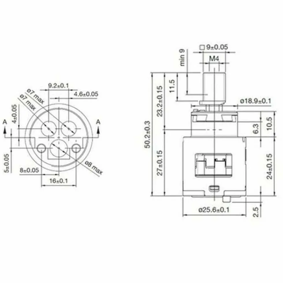 Cartuccia HYDROPLAST F25 mm.25 senza distributore per rubinetto miscelatore monocomando