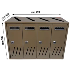 Casellario postale condominiale 4 cassette postali in acciaio box cubo C4 mm.420 x 175 x 300h